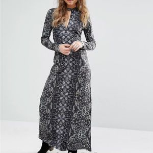 Free People Cabaret Long Sleeved Print Maxi Dress size small